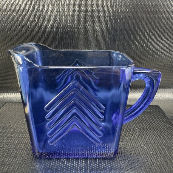Vintage Hazel Atlas Cobalt Blue Depression Glass Creamer Pitcher Jug Carafe VTG - Picture 12 of 12